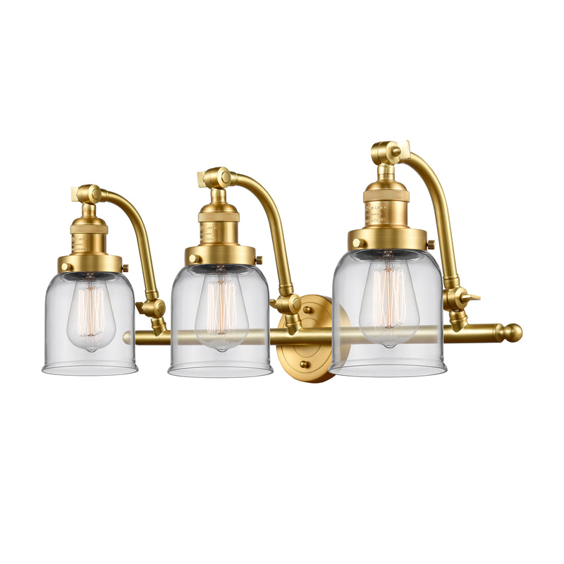 Bell Bath Vanity Light shown in the Satin Gold finish with a Clear shade