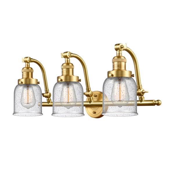 Bell Bath Vanity Light shown in the Satin Gold finish with a Seedy shade