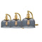 Bell Bath Vanity Light shown in the Satin Gold finish with a Plated Smoke shade