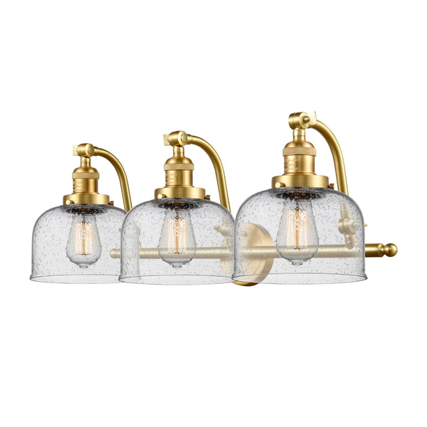 Bell Bath Vanity Light shown in the Satin Gold finish with a Seedy shade