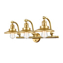 Railroad Bath Vanity Light shown in the Satin Gold finish with a Satin Gold shade