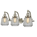 Chatham Bath Vanity Light shown in the Brushed Satin Nickel finish with a Clear shade