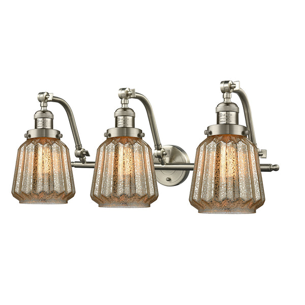 Chatham Bath Vanity Light shown in the Brushed Satin Nickel finish with a Mercury shade