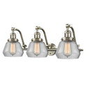 Fulton Bath Vanity Light shown in the Brushed Satin Nickel finish with a Clear shade