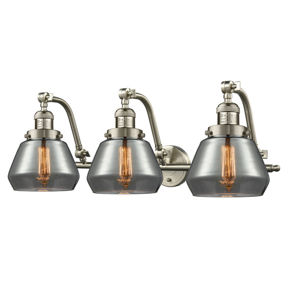 Fulton Bath Vanity Light shown in the Brushed Satin Nickel finish with a Plated Smoke shade
