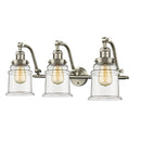 Canton Bath Vanity Light shown in the Brushed Satin Nickel finish with a Clear shade