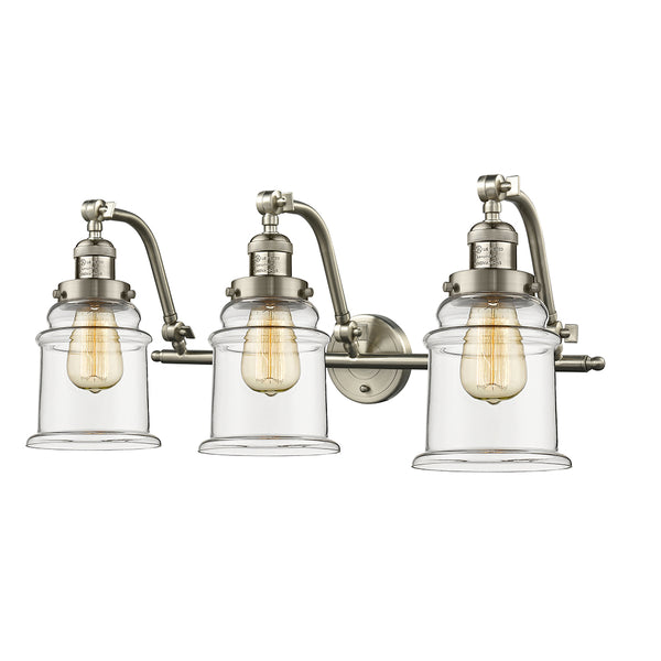 Canton Bath Vanity Light shown in the Brushed Satin Nickel finish with a Clear shade