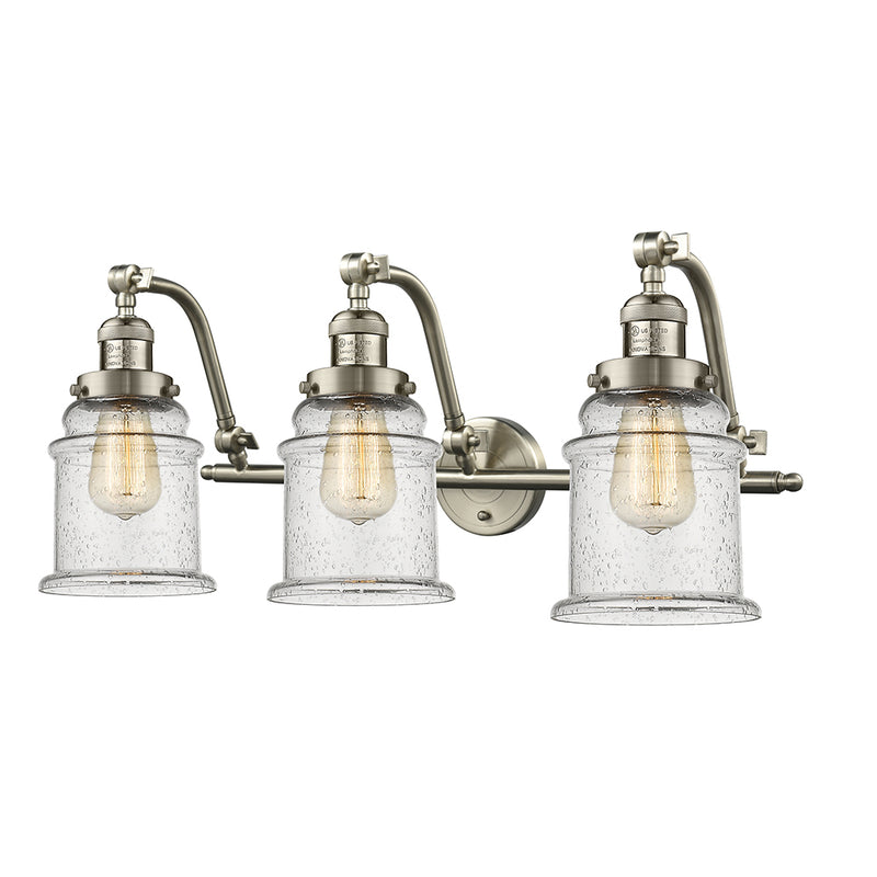 Canton Bath Vanity Light shown in the Brushed Satin Nickel finish with a Seedy shade