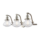 Olean Bath Vanity Light shown in the Brushed Satin Nickel finish with a Clear shade