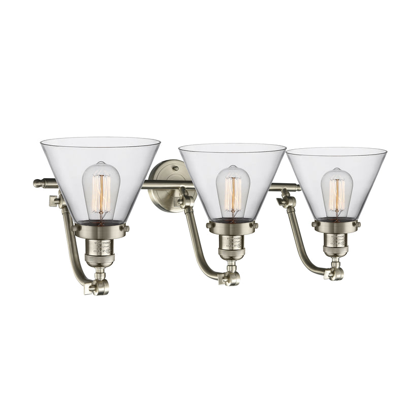 Innovations Lighting Large Cone 3 Light Bath Vanity Light Part Of The Franklin Restoration Collection 515-3W-SN-G42-LED