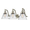 Cone Bath Vanity Light shown in the Brushed Satin Nickel finish with a Clear shade