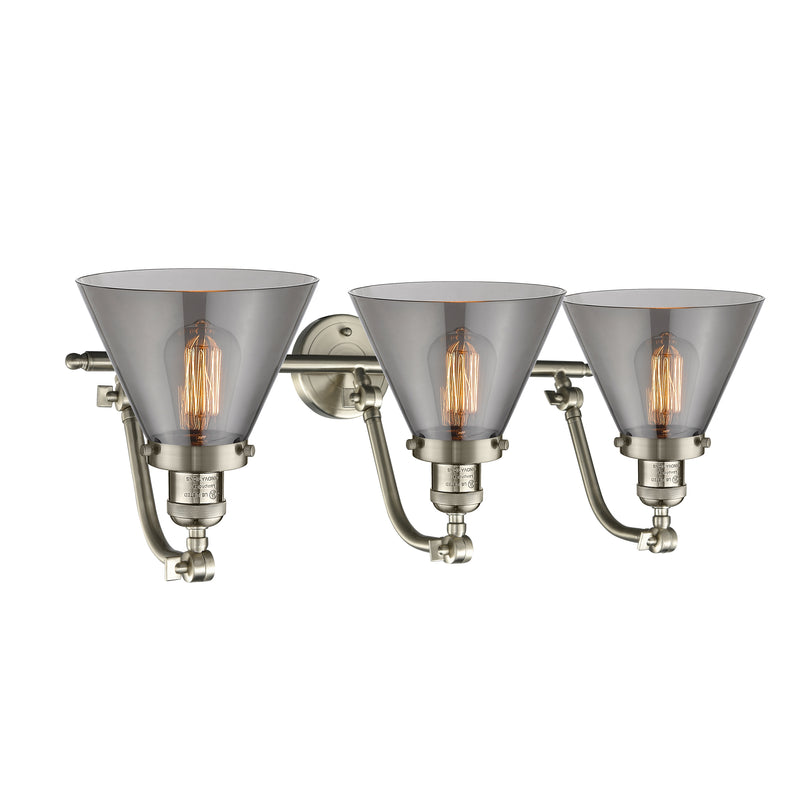 Innovations Lighting Large Cone 3 Light Bath Vanity Light Part Of The Franklin Restoration Collection 515-3W-SN-G43-LED