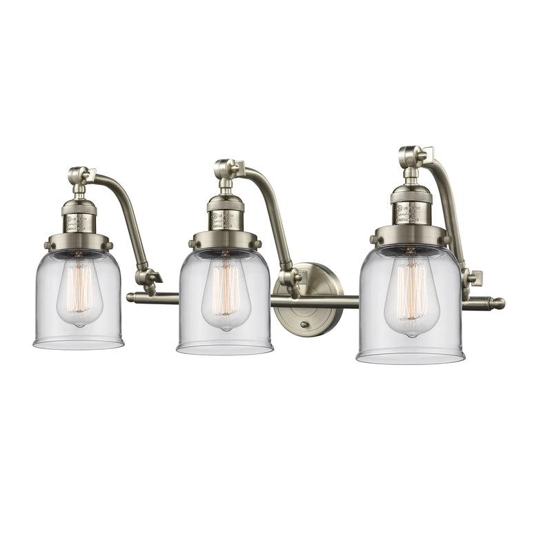 Bell Bath Vanity Light shown in the Brushed Satin Nickel finish with a Clear shade