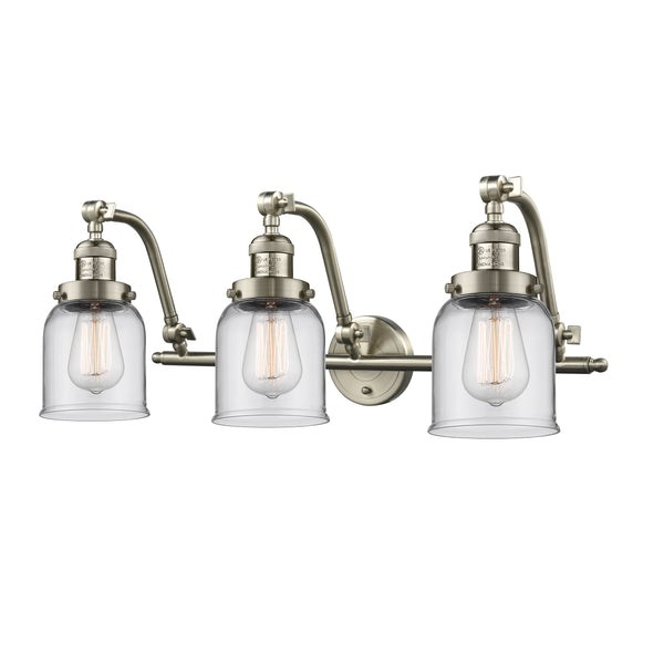 Bell Bath Vanity Light shown in the Brushed Satin Nickel finish with a Clear shade