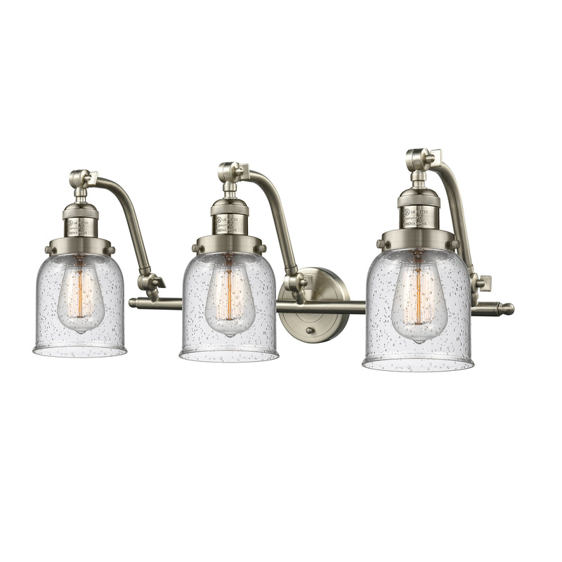 Bell Bath Vanity Light shown in the Brushed Satin Nickel finish with a Seedy shade