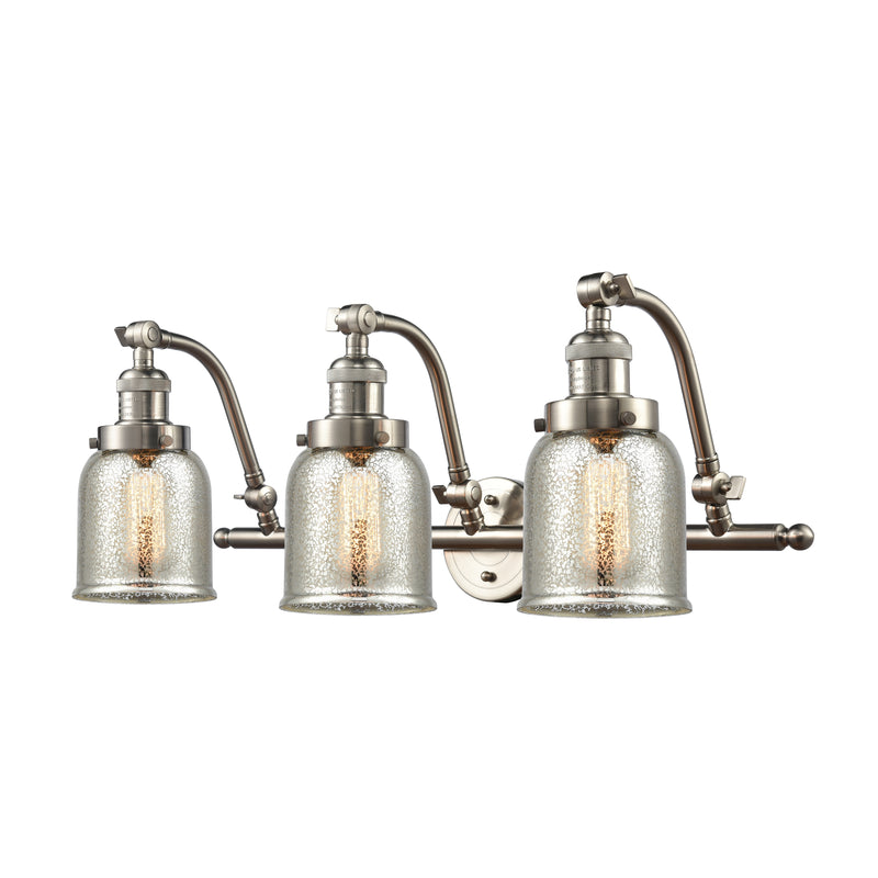 Bell Bath Vanity Light shown in the Brushed Satin Nickel finish with a Silver Plated Mercury shade