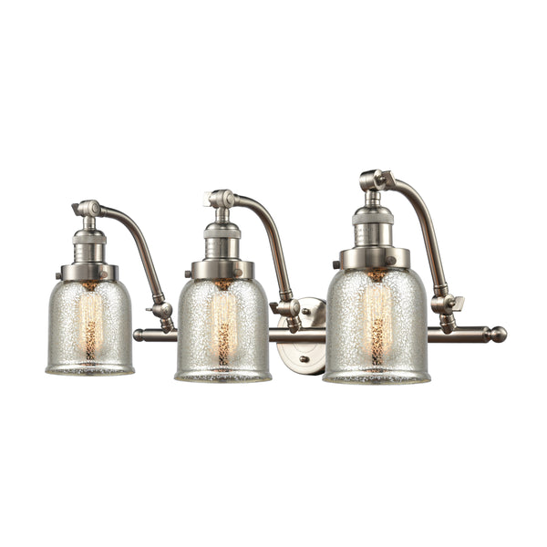 Bell Bath Vanity Light shown in the Brushed Satin Nickel finish with a Silver Plated Mercury shade