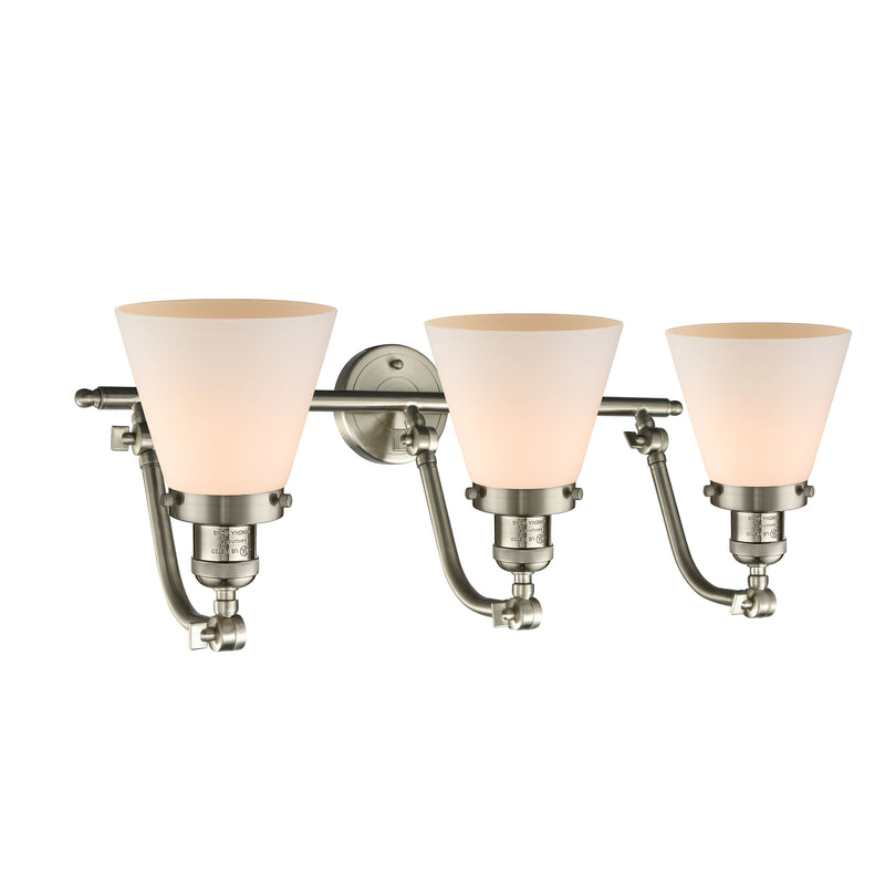 Innovations Lighting Small Cone 3 Light Bath Vanity Light Part Of The Franklin Restoration Collection 515-3W-SN-G61