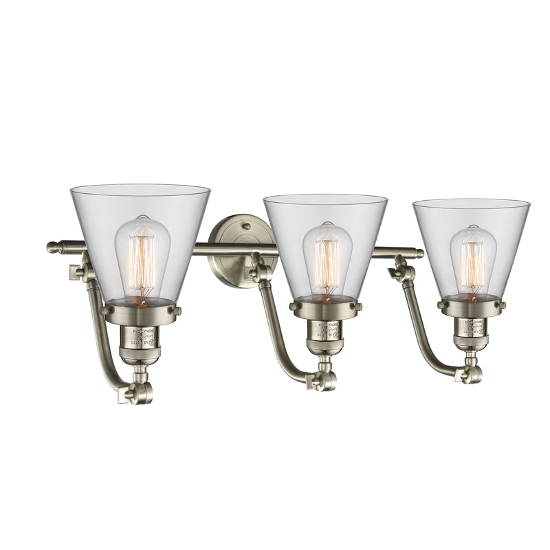 Innovations Lighting Small Cone 3 Light Bath Vanity Light Part Of The Franklin Restoration Collection 515-3W-SN-G62