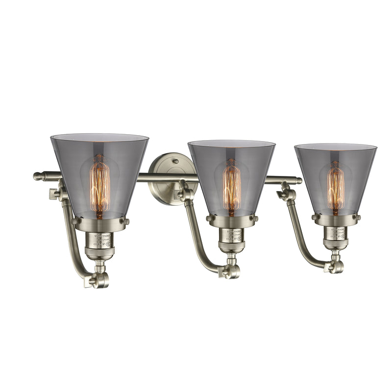 Innovations Lighting Small Cone 3 Light Bath Vanity Light Part Of The Franklin Restoration Collection 515-3W-SN-G63