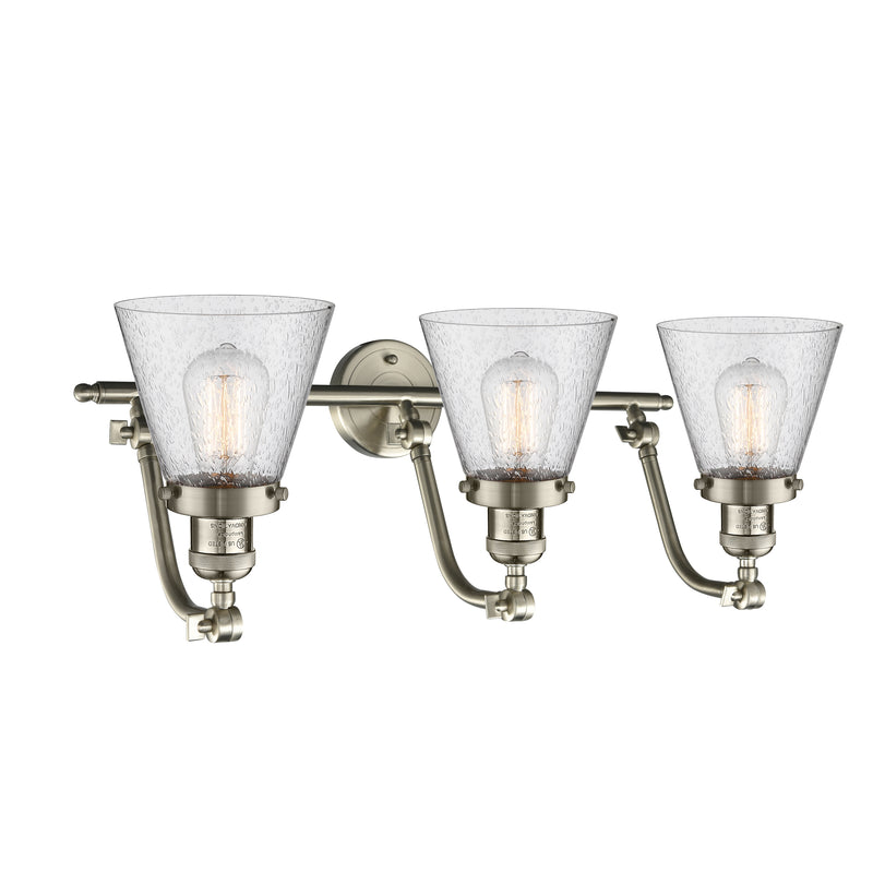 Innovations Lighting Small Cone 3 Light Bath Vanity Light Part Of The Franklin Restoration Collection 515-3W-SN-G64-LED
