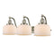 Bell Bath Vanity Light shown in the Brushed Satin Nickel finish with a Matte White shade