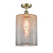 Cobbleskill Semi-Flush Mount shown in the Antique Brass finish with a Mercury shade