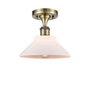 Orwell Semi-Flush Mount shown in the Antique Brass finish with a Matte White shade