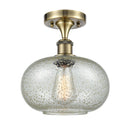 Gorham Semi-Flush Mount shown in the Antique Brass finish with a Mica shade