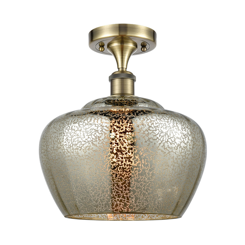 Fenton Semi-Flush Mount shown in the Antique Brass finish with a Mercury shade