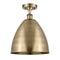 Ballston Dome Semi-Flush Mount shown in the Antique Brass finish with a Antique Brass shade