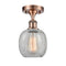 Belfast Semi-Flush Mount shown in the Antique Copper finish with a Clear Crackle shade