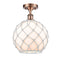 Farmhouse Rope Semi-Flush Mount shown in the Antique Copper finish with a White Glass with White Rope shade