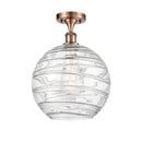 Deco Swirl Semi-Flush Mount shown in the Antique Copper finish with a Clear shade