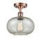 Gorham Semi-Flush Mount shown in the Antique Copper finish with a Mica shade