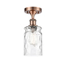 Candor Semi-Flush Mount shown in the Antique Copper finish with a Clear Waterglass shade