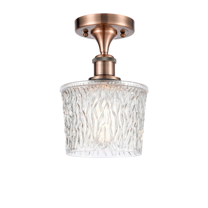 Niagra Semi-Flush Mount shown in the Antique Copper finish with a Clear shade