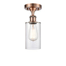 Clymer Semi-Flush Mount shown in the Antique Copper finish with a Clear shade