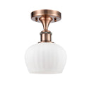 Fenton Semi-Flush Mount shown in the Antique Copper finish with a Matte White shade