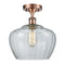 Fenton Semi-Flush Mount shown in the Antique Copper finish with a Clear shade