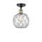 Farmhouse Rope Semi-Flush Mount shown in the Black Antique Brass finish with a Clear Glass with White Rope shade