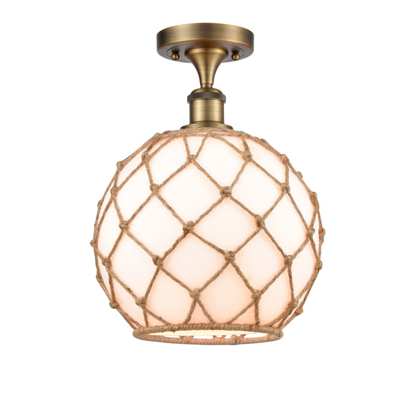 Innovations Lighting Large Farmhouse Rope 1 Light Semi-Flush Mount Part Of The Ballston Collection 516-1C-BB-G121-10RB