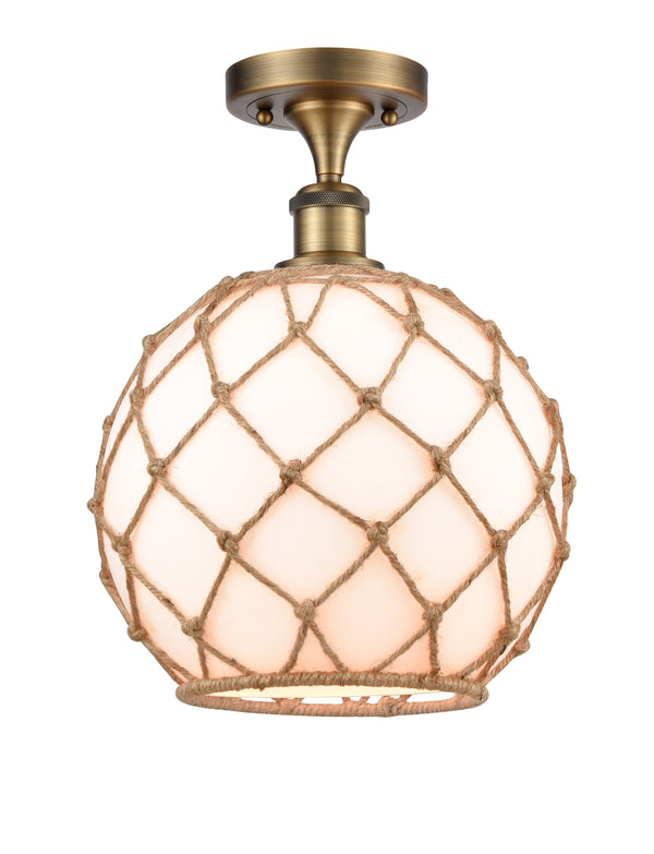 Innovations Lighting Large Farmhouse Rope 1 Light Semi-Flush Mount Part Of The Ballston Collection 516-1C-BB-G121-10RB-LED
