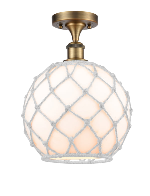 Innovations Lighting Large Farmhouse Rope 1 Light Semi-Flush Mount Part Of The Ballston Collection 516-1C-BB-G121-10RW-LED