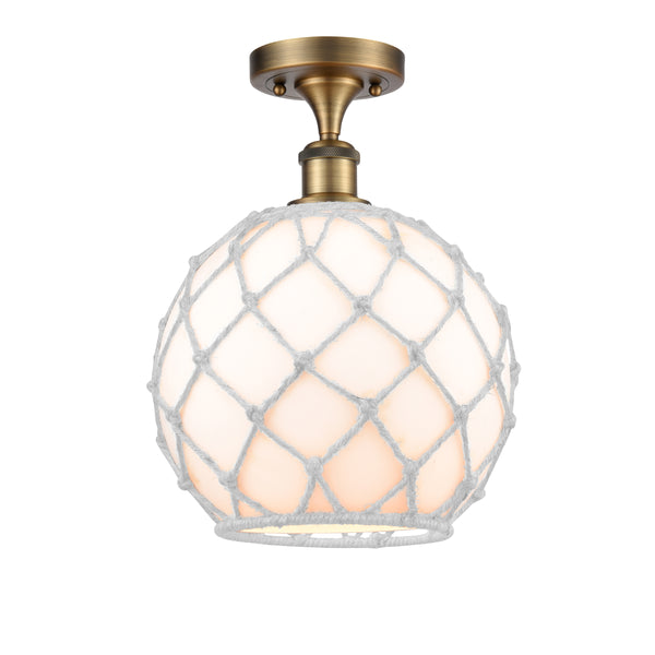 Innovations Lighting Large Farmhouse Rope 1 Light Semi-Flush Mount Part Of The Ballston Collection 516-1C-BB-G121-10RW