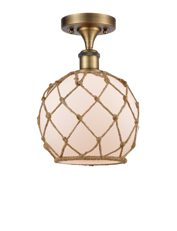 Innovations Lighting Farmhouse Rope 1 Light Semi-Flush Mount Part Of The Ballston Collection 516-1C-BB-G121-8RB-LED