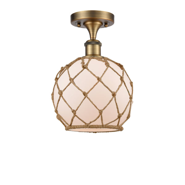 Innovations Lighting Farmhouse Rope 1 Light Semi-Flush Mount Part Of The Ballston Collection 516-1C-BB-G121-8RB