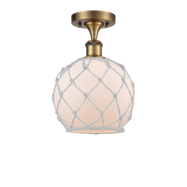 Innovations Lighting Farmhouse Rope 1 Light Semi-Flush Mount Part Of The Ballston Collection 516-1C-BB-G121-8RW