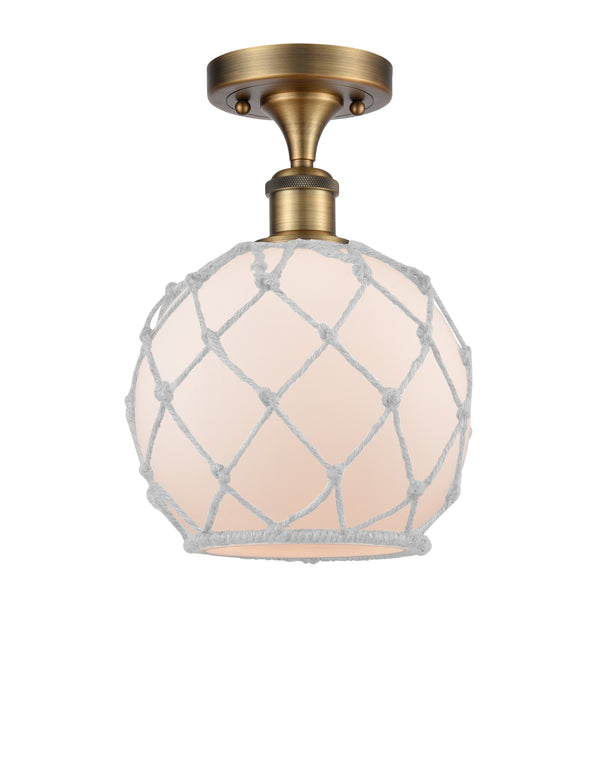 Innovations Lighting Farmhouse Rope 1 Light Semi-Flush Mount Part Of The Ballston Collection 516-1C-BB-G121-8RW-LED