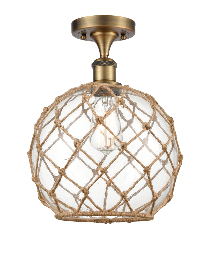 Innovations Lighting Large Farmhouse Rope 1 Light Semi-Flush Mount Part Of The Ballston Collection 516-1C-BB-G122-10RB-LED